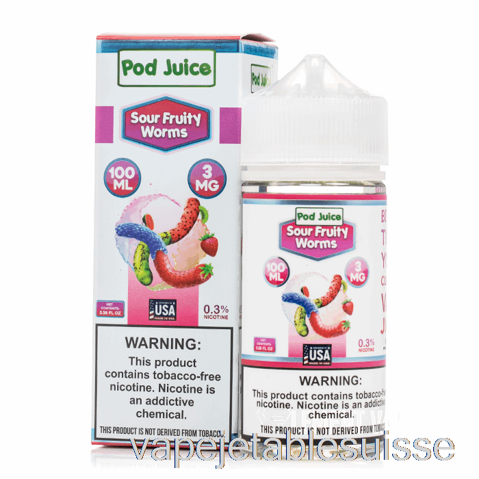 Vape Suisse Vers Fruités Acidulés - Jus De Dosettes - 100ml 0mg